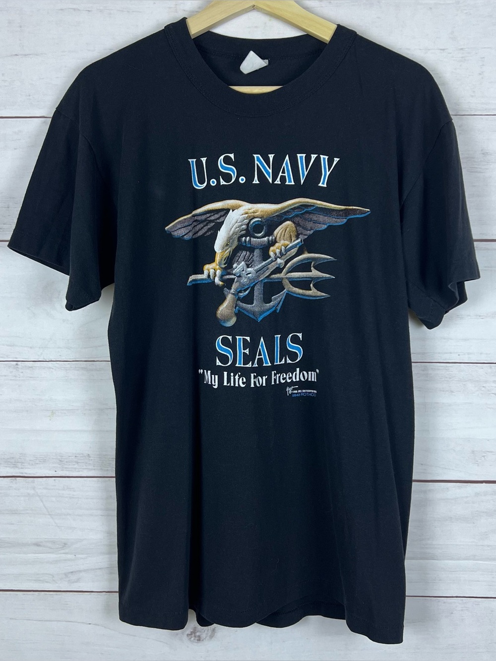 Vintage 1988 US Navy SEALs T-Shirt Medium Single Stitch My Life For Freedom USA